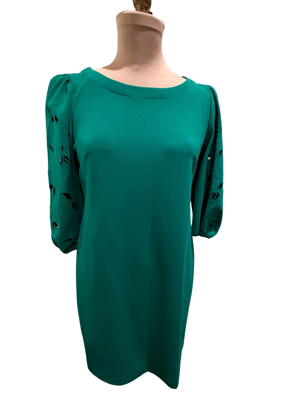 Green Women’s Shift Dress with Cutout Sleeve Detail